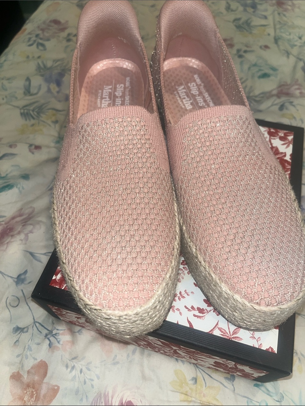 Martha Stewart Slip-On Espadrille Flats in Blush Pink with Jute Trim